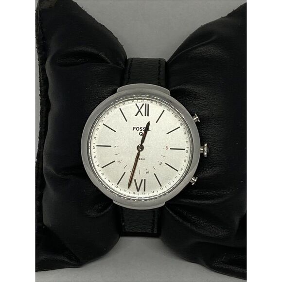 Fossil FTW5026 Women's Black Leather Silver Analog Dial Hybrid Smartwatch XX795 - Picture 3 of 12